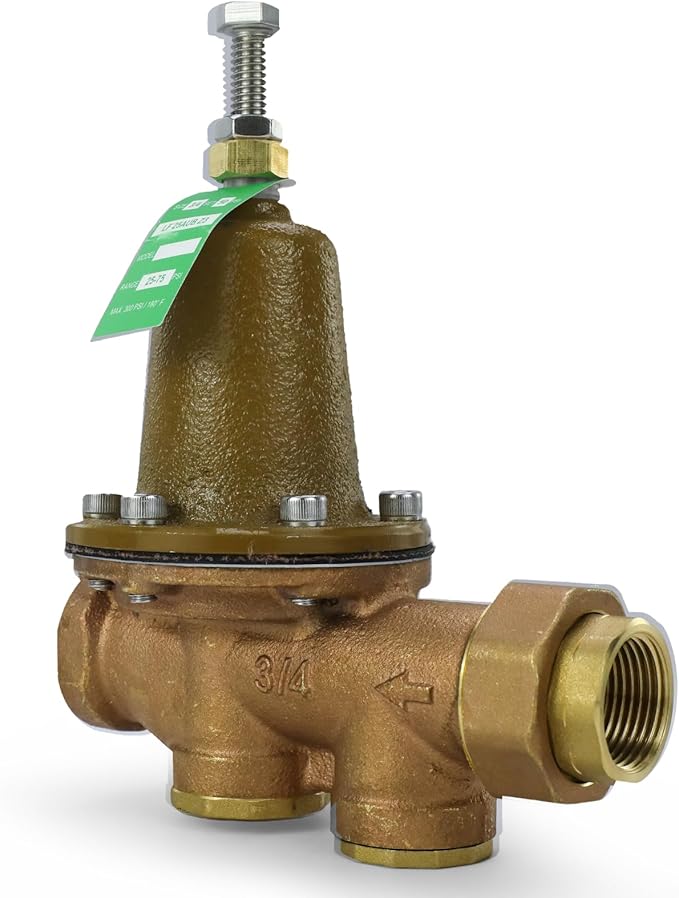 LF25AUB-Z3 Water Pressure Reducing Valve 3/4 inch NPT Female Union + NPT Female, Polymer Seat, Adjustable 25-75 PSI