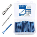 100PCS Concrete Screws Assortment Kit, 1/4" x 2-3/4" Masonry Screws with Drill Bit and Driver Bit, Hex Head Cement Screws and Anchor, Diamond Point, Self Tapping Concrete Brick or Stucco, Blue Coated