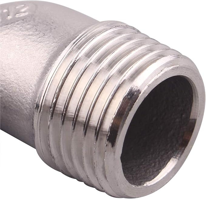 DERNORD 1/2" Hose Barb x 1/2" Male NPT Stainless Steel 90 Degree Elbow- Home Brew Pipe Fitting