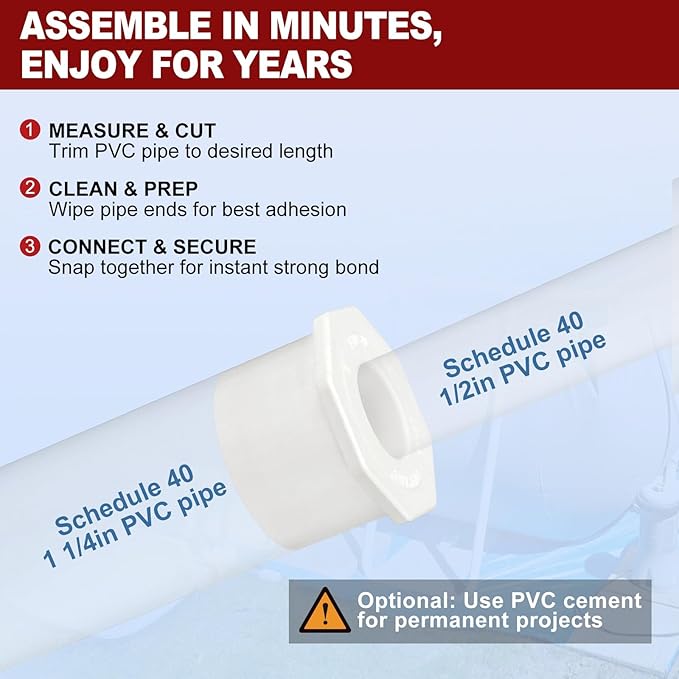 10Pcs 1 1/4" x 1/2" PVC Reducer Bushing Fitting, SCH40 (Socket x Socket) Furniture Grade PVC Pipe Fitting, Reducer Bush Adapter for Home Sewer Plumbing, Industrial, Pipe Connection
