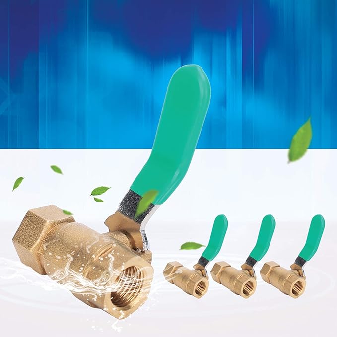 1/4in Female Thread Ball Valve, Brass Water Valve for Plumbing System, Thickened Brass Drain Shut Off Switch with Fixed Ball Structure, Automatic Pressure Relief Function