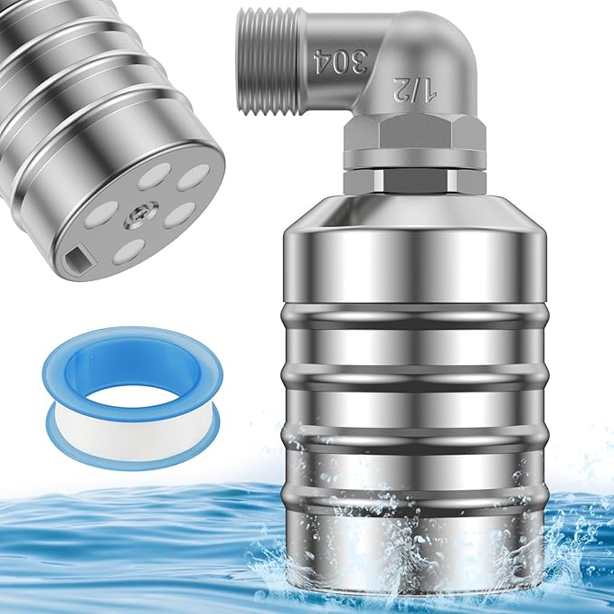 Water Level Control Float Valve 304 Stainless Steel 1/2" Connection Types Fully Automatic Mini Floating Ball Valve Auto Shut Off Water Tank Water Level Controller Valve Side Water Intake