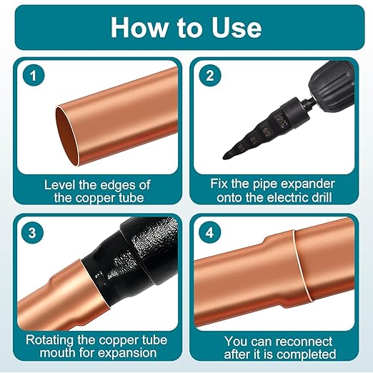 HVAC Flaring Tools, Swaging Tube Repair Air Conditioner Copper Pipe Expander Flaring Swaging Drill Set Copper Tubing Tool with 1/4" 3/8" 1/2" 5/8" 3/4" Bits (2Sets HVAC Tools with Holder & Carabiner)