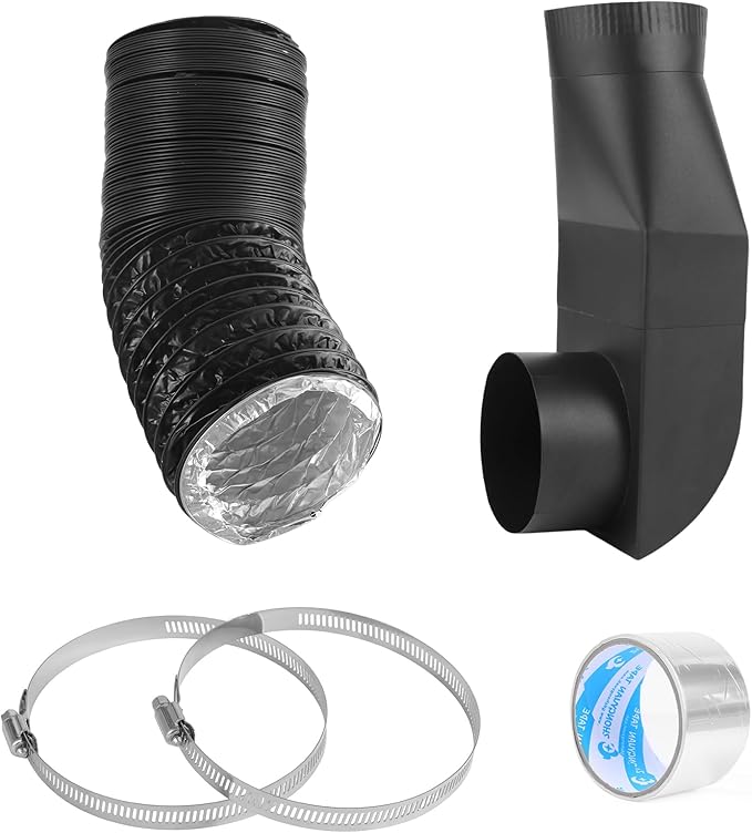 Upgrade stainless steel Periscope Dryer Vent,90° elbow straight out kit,Suitable for all 4-inch dryer vents,tight spaces exhaust duct,telescoping vent&dryer vent hose and clamps to connect it all
