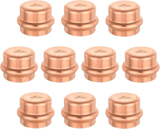 10-Pack GUOFIS Copper Press End Cap, 1" x 1" Plug Fittings for Copper Tube Connection with Stop(PRESS021-10Pack)