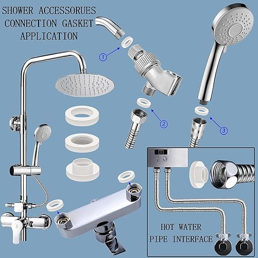 70 Pcs Plumbing Silicone Gasket Assortment Kit VMQ Silicone Washer Food Grade for Assorted Shower Head Garden Hose High Temperature Hot Plumbing Pipes Fittings Seal Repair