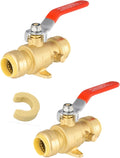 (Pack of 2) EFIELD 3/4 Inch Push-Fit Full Port Drop Ear Brass Ball Valve with Drain, UPC Certified,(PF-VALVE072-2PCS)