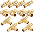 1/2 inch T PEX Tee & 90 Degree Elbow & Straight Coupling 1/2" (pack of 12) Lead-Free Brass Barb Crimp Pipe Fitting/Fittings