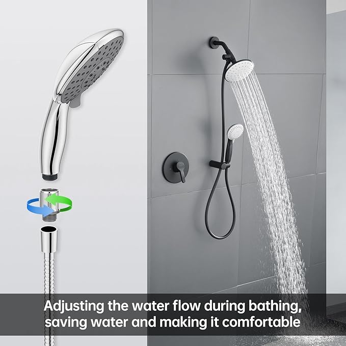 Shower Flow Control Valve: Shower Head Shut Off Valve, Water Flow Regulator, MAYYAYA Flow Control Valves, for Handheld Shower Head or Bidet Sprayer- Handle Lever (Chrome-Screw)