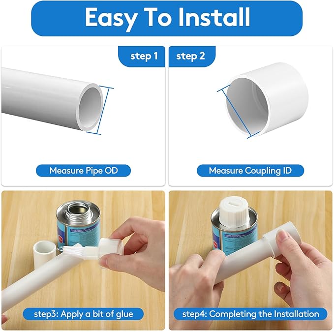 2 pcs 3" PVC Coupling Pipe Fittings (Socket x Socket) Schedule 40 PVC Fittings used For Plumbing and Irrigation