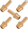 5pcs Brass Hose Barb Fittings 5/16 Inch Barb to 1/4 Inch NPT Male Thread Air Hose Fittings Adapter Connector Water Fuel Air Line Fittings 5/16” × 1/4” NPT Brass Fittings
