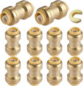 10 Pack 3/4 Inch Pushfit Straight Coupling, PEX Brass Push-fit Coupling with Disconnect Clip, Push-to-Connect Plumbing Fittings for PEX, Copper, CPVC