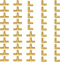 SUNGATOR 1/2 inch Pex Fittings, 50-Pack Brass Crimp Fittings, 90 Degree Elbow (25 PCS) + Tee (25 PCS) Kit, No Lead Pipe Connector