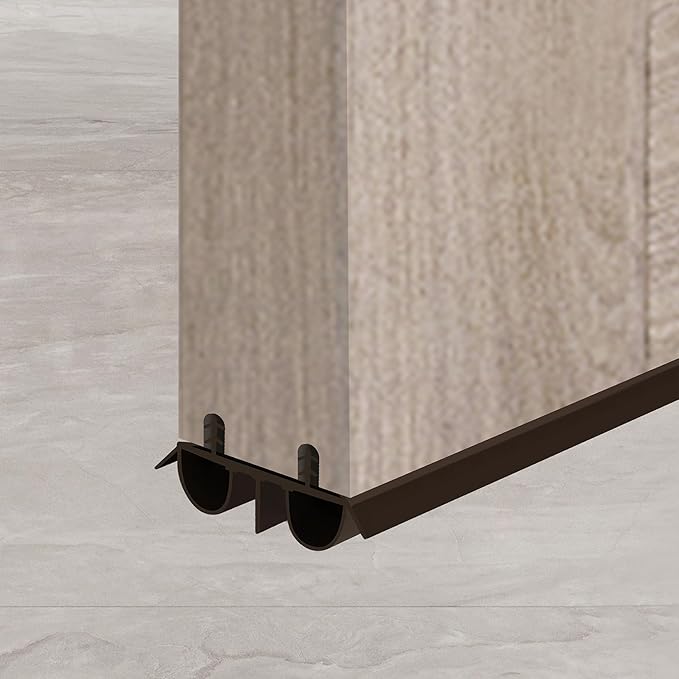 36" Kerf Slide-in Double Bulb Seal Weatherstrip Door Bottom – Durable Seal for Energy Efficiency & Draft Protection (Brown)