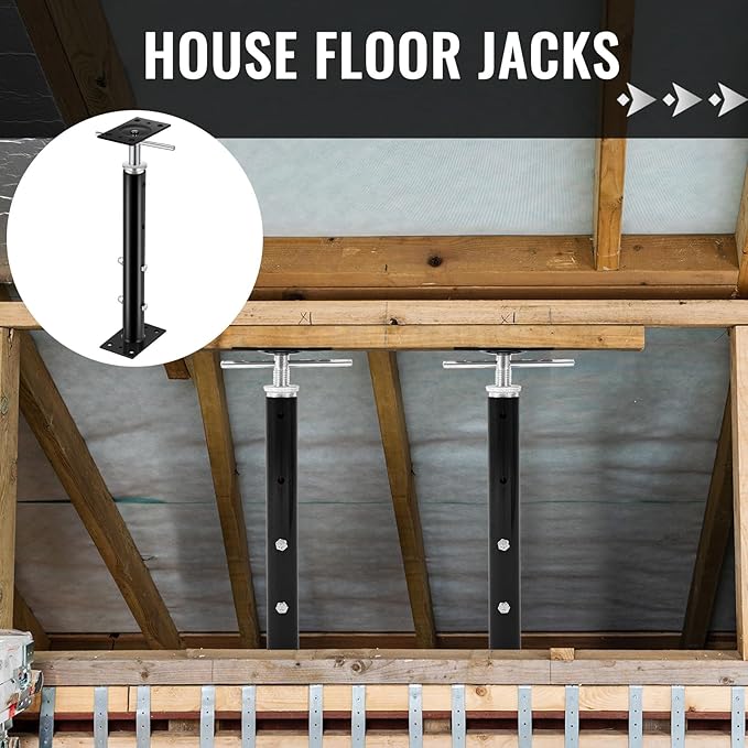 4 Pcs Adjustable Jack Post, 19"-36" Height Range, Basement Floor House Screw Jacks for Lifting Joist Beam Brace for Cellar Ceiling, Center Point Load Capacity 11023 Lbs (Black)
