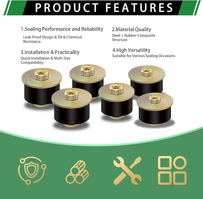 6pcs Expandable Freeze Rubber Plugs, 3 Sizes Automotive Rubber Expansion Freeze Plugs Fit Hole 1-1/4" 1-3/8" 1-1/2" (31mm - 41mm)