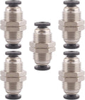 Bulkhead Union Push to Connect Tube Fitting 5/32 Inch Tube OD Double Threaded (5 Packs)