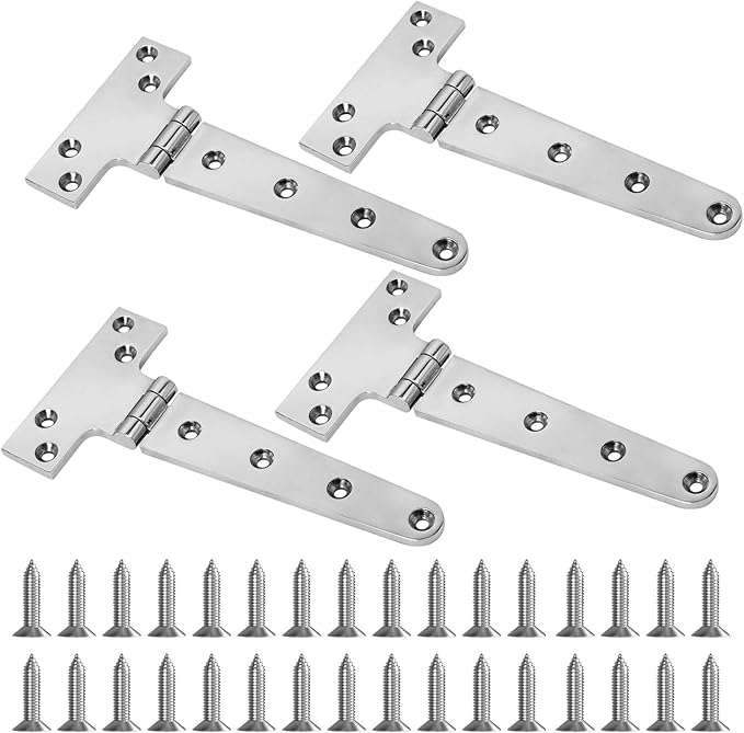 Boat T Type Hinge, Marine Grade Stainless Steel 316 Heavy Duty Strap Butt Hinge Durable Marine Applications for Hatch, Cabinet, Gate, and Door