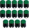 14 Sets PP Valve Boxes 6 in Anti Slip Sprinkler Valve Box Plastic Round Green and Black Irrigation Water Meter Box for Outdoor Yard Garden Farm Lawn Grassland Ground
