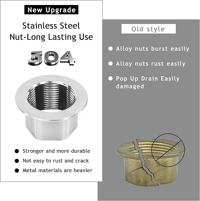 Bathroom Sink Drain,2 Pack Drain Stopper with Overflow,Small Cap Pop Up Drain Assembly with Detachable Strainer Basket,Built-in Anti-Clogging, Stainless Steel Nut Brushed Nickel
