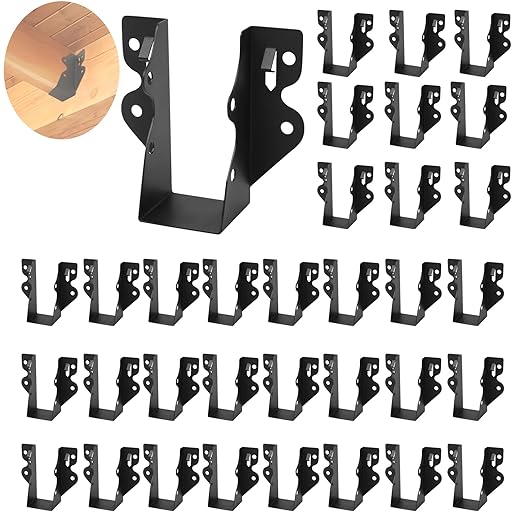 36Pcs 2"x 4" Joist Hanger,Q235B Steel Black Powder Coated Face Mount Joist Hangers ,Hurricane Ties for Rafters,Tie Brackets for Floor Deck and Ceiling Joists
