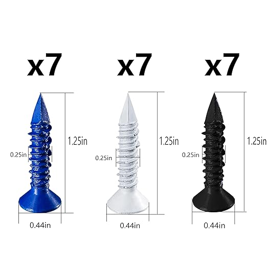 Wensilon(75 PCS) 1/4" Concrete Screw Anchor Kit Blue/Black/White Flat Head for Anchoring to Masonry, Block or Brick Stucco