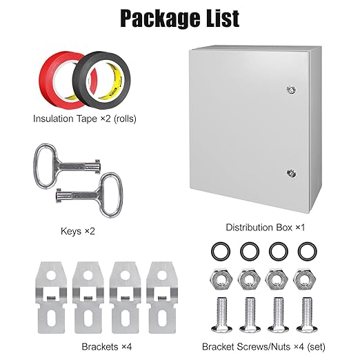 LeMotech Electrical Box 20 x 16 x 8 inch Steel Enclosure, IP66 Waterproof Dustproof Junction Box Wall-Mounted for Outdoor/Indoor Lockable with Equipment Mounting Plate