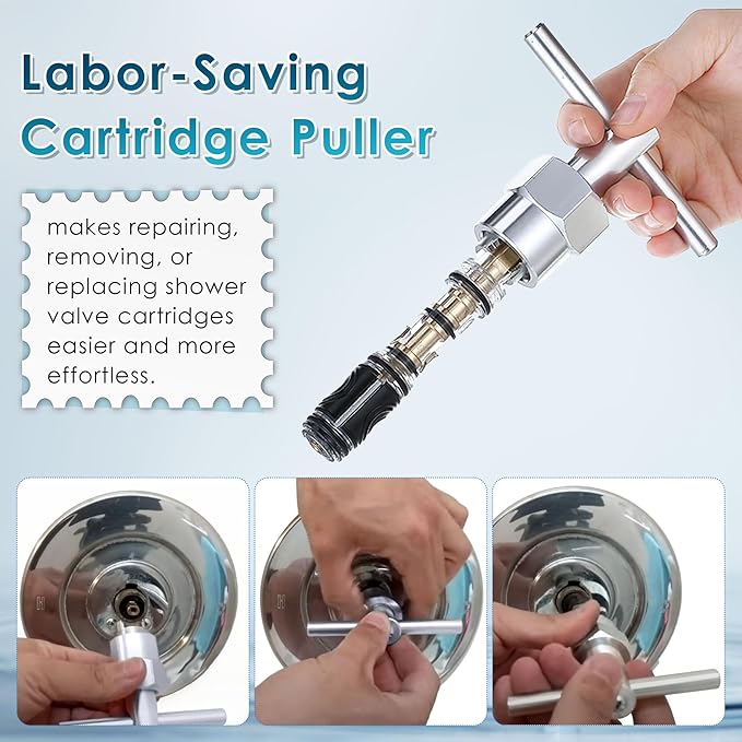 Cartridge Replacement with Removal Tool & Faucet Handle, Compatible with Moen 1225/1225B & 96797 & 104421, Compatible with Moen Chateau Series and/Moentrol Single Handle Tub and Shower Valve
