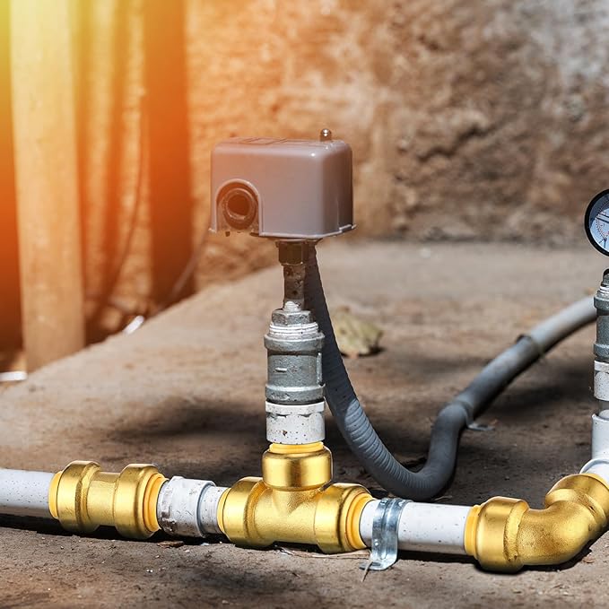 35 Pieces 1/2 Inch Push to Connect Brass Plumbing Fittings Include 14 Straight Coupling 14 Pcs 90 Degree Elbow Plumbing Connectors and 7 Tee Push Fit Fitting Bulk for Copper PEX CPVC Pipe Connect