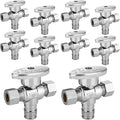 10-PCs HeSun Dual Compression Outlet Angle Stop Valve, 1/2" PEX-A Expansion x 3/8" OD Comp x 3/8" OD Comp, 1/4-Turn Shut Off Valve for Bathroom, ASTM F1960(VALVE128-10)