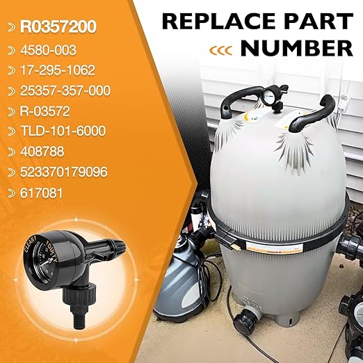 Air Gauge Release Valve Assembly Compatible with CV & CL, DEV & DEL, JS Series, Air Relief and Pressure Gauge Replacement for Zodiac Jandy Pool and Spa Filters, Replaces R0357200, 1/4" mpt, 0-60psi