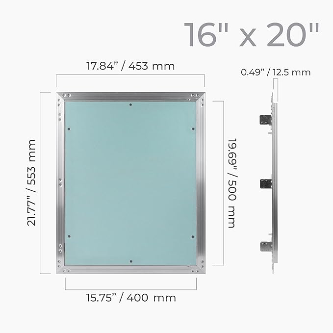 16" x 20" Drywall Access Panel – Waterproof Aluminum Frame Gypsum Hatch – Wall & Ceiling Inspection Door – Easy Install Removable Cover for Plumbing, Electrical, Utility & Ventilation Access