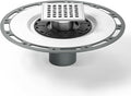 Square Shower Drain, 4" Brushed 304 Stainless Steel Drain Grate Removable Drain Key with PVC Bonding Flange Base for Low Profile Shower Floor Tiles, CUPC Certified