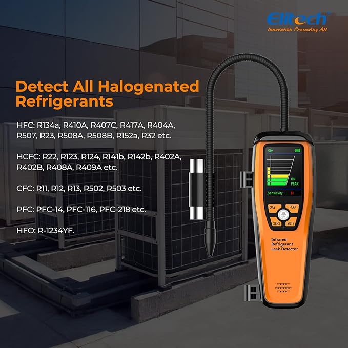 Elitech HVAC Refrigerant Leak Detector 10 Yrs Infrared Sensor Life Halogen Freon Sniffer, Air Conditioning Detection, Automotive Gas Finder, R22 R410A R134A R1234YF CFCs HCFCs HFCs, ILD-300