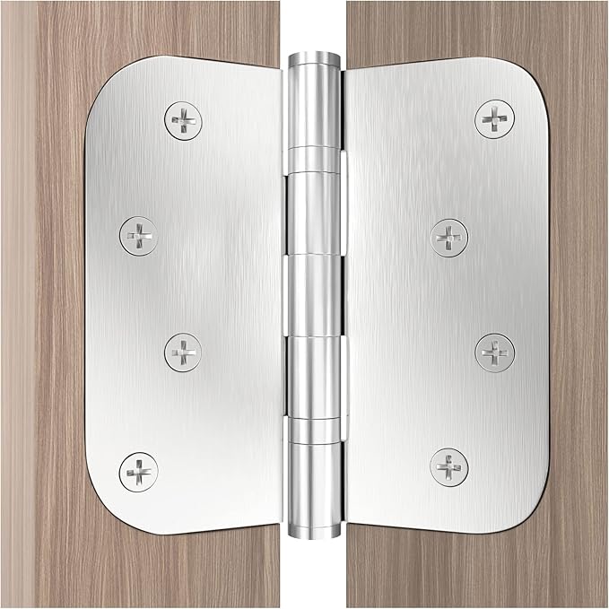 3 Pack Saainless Steel Door Hinge Ball Bearing, Heavy Duty Hinges Inner and Outer Door Hardware for Left and Right Doors, 4" x 4" Door Hinge with 5/8'' Corners - Non Removable Pin