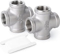 TAISHER 2PCS Stainless Steel 4 Way Pipe Fittings, 1/2" x 1/2" x 1/2" x 1/2" NPT Female Pipe Fittings