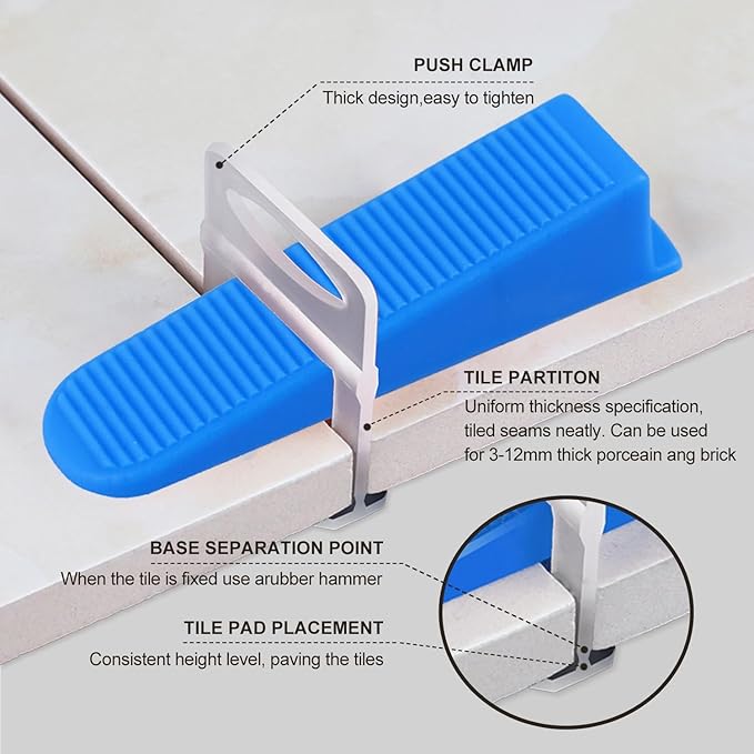 Tile Leveling System Clips 1/32" 2000pcs Tile Spacers Clips DIY Tools Set for Professional Ceramic and Stone Installation
