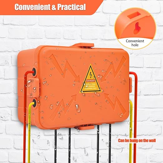 Hrensaw Large Outdoor Electrical Box(12.5x8.5x5inch),IP54 Waterproof Outdoor Outlet Covers,Weatherproof Extension Cord Covers Protect Outlet,Plug,Timer,Power Strip,Holiday Light,Orange