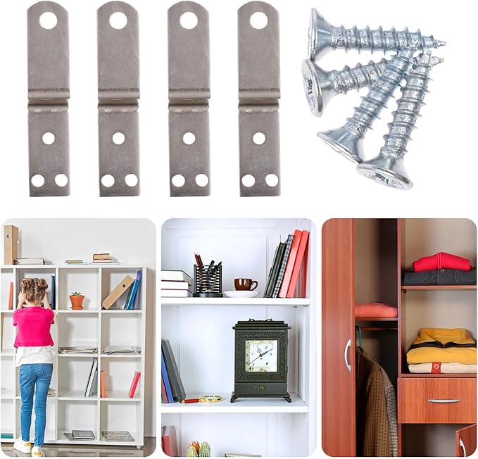 10Pcs Z Shaped Picture Hanging Bracket Kit with Screws, Iron Picture Hanger Holder for Cabinets, Shelves, and Photo Frames, Medium Size 18Mm High, Furniture Locking Connector
