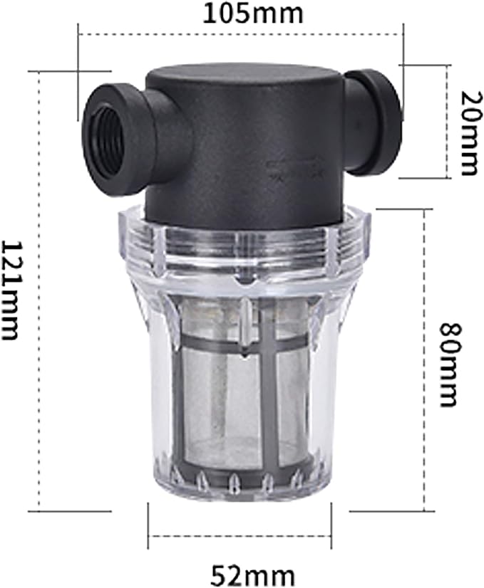 Water Filter, 1/2''Twist-On Pipe Strainer, Nylon PA66 cover, PC bowl, 304 Stainless Screen(1/2''80 Mesh Female water filter)