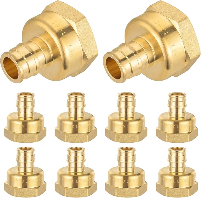 HeSun 10-Pack PEX-A FNPT Adapter Fitting, 3/4" NPT Female x 1/2" PEX-A Expansion Adapter, ASTM F1960