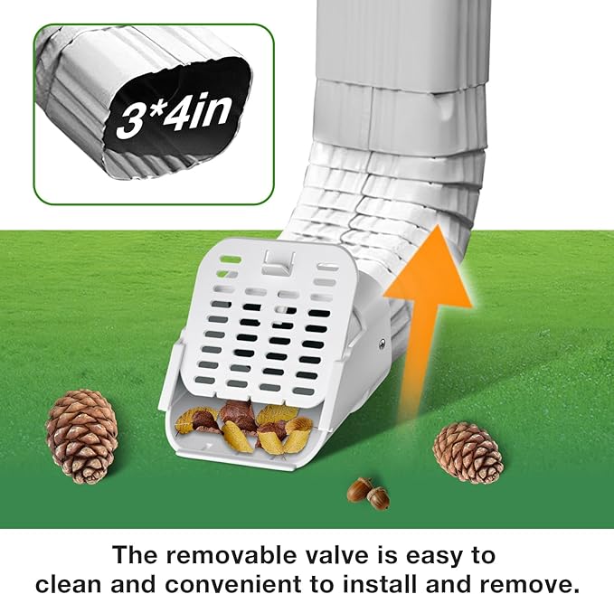 3"x4" Type-A Gutter Downspout Connector, Outlet Filter and Leaf Guard for Bottom of Downspouts