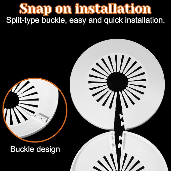 6 PCS Plumbing Cover Plates, 2 Size, Plastic Escutcheon Plate Flange Pipe Covers Larger Trim Rings Plastic Radiator Escutcheon Water Pipe Cover for Bathroom (Apply 0.4" to 1.14"/1.18" to 2.16")