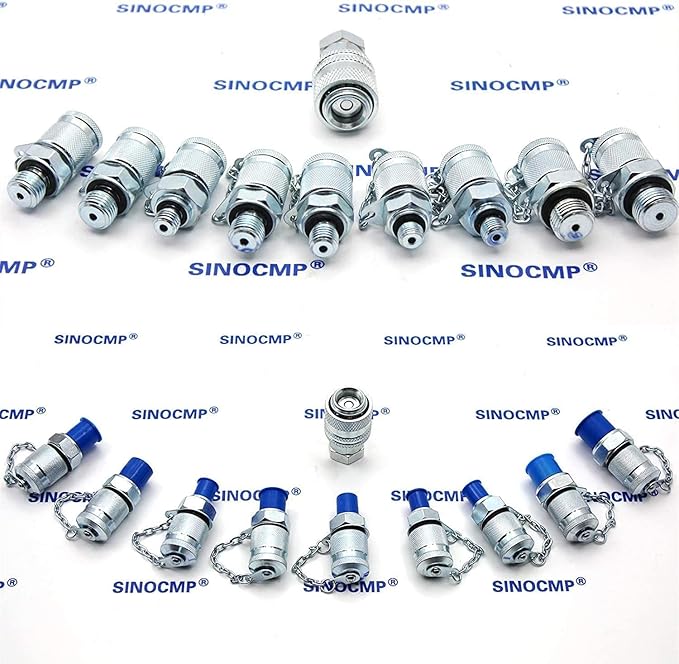SINOCMP 10 Pcs Test Connector Hydraulic Pressure Gauge Tee Coupling Fittings for Construction Machinery Excavator
