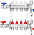 GCCSJ 4 Loops PEX Manifold Radiant Floor Heating Set Stainless Steel Heated Hydronic Heating