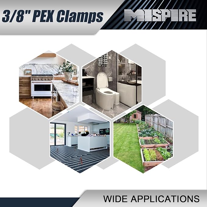25 PCS 3/8 inch PEX Pipe Clamps, MISPIRE PEX Cinch Clamps Stainless Steel 304 Pinch Clamps for PEX Pipe Tubing Fitting Connections, Sliver