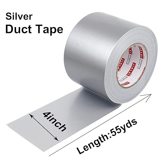 4 Inch Silver Duct Tape, Industrial Grade 4 inches x 55 Yards (164 ft), 9 Mil Heavy-Duty, Waterproof, Strong, Flexible, No Residue, for Crafts & Home Improvement