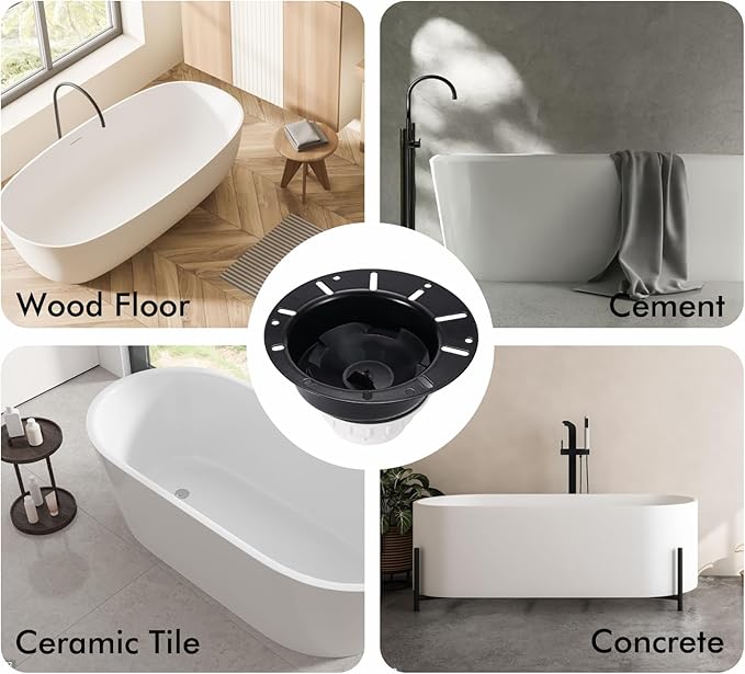 Freestanding Tub Drain Kit, Bathtub Drain Rough-in Kit with PVC Adapter and Brass Tail Pipes, Compatible with Freestanding Bathtub Drain, Floor Mounted Bathtub and Copper Bathtub, Black