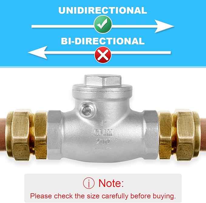 1/2" Stainless Steel Check Valve, NPT Threaded Horizontal Check Valve Check valve to prevent backflow, check valve for water, oil and air, also available with compressor DN15