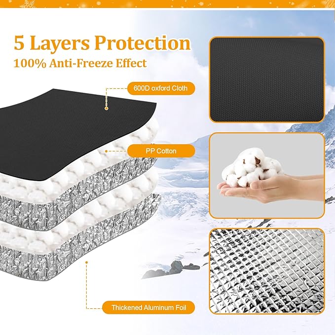 Backflow Preventer Cover (5°F) Heavy-Duty 5-Layer Insulated Enclosure, Freeze & All-Weather Protection for Outdoor Pipe, Irrigation Sprinkler Valve, Well Water Pump & PVB, 22" Wx16 H Black